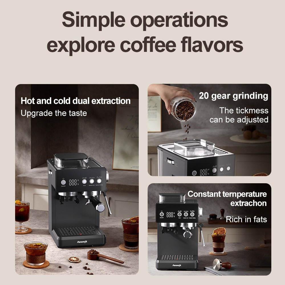 All-in-One Espresso Machine with Built-in Grinder, Room-Temperature Cold Brew & Milk Frother